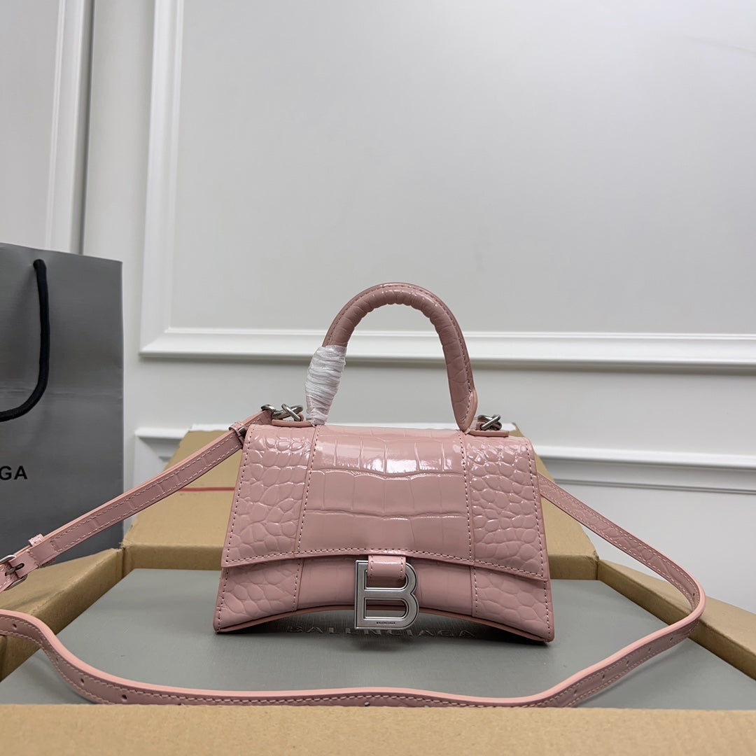 Bolsa Balenciaga Hourglass Mini em Couro Croco 19x8x21cm (6 cores)