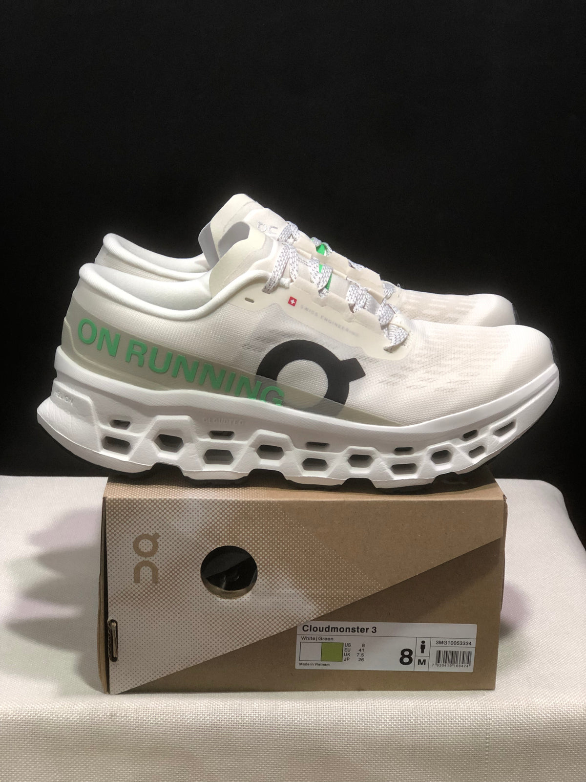 Tênis On Running Cloudmonster 3 branco/verde