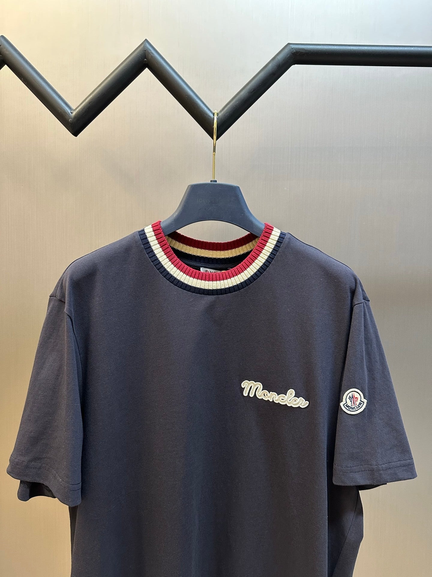 Camiseta Moncler de algodão com logotipo bordado Azul Marinho