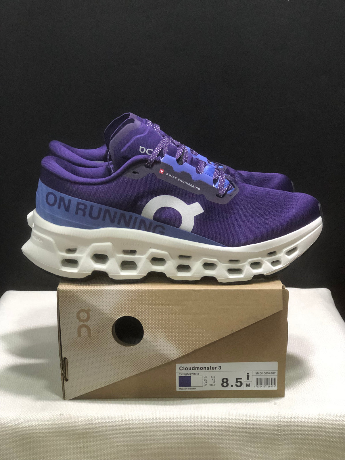 Tênis On Running Cloudmonster 3 roxo/azul