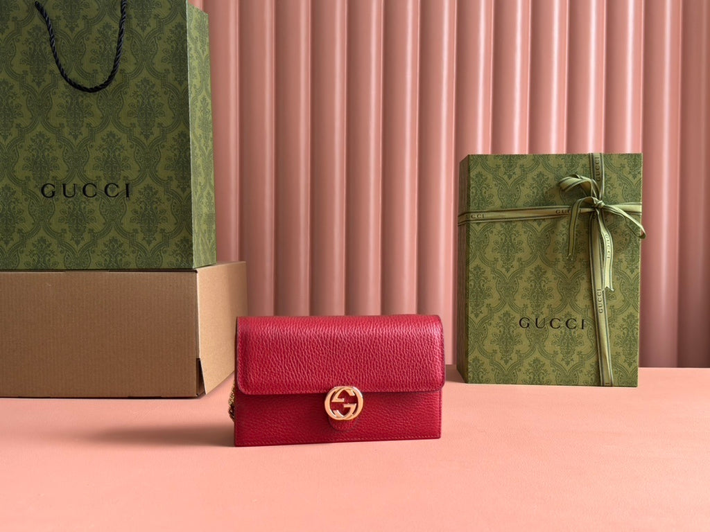 Bolsa Gucci Interlocking Woc 20x13x6cm (Preta, Cinza, Vermelha, Rosa)