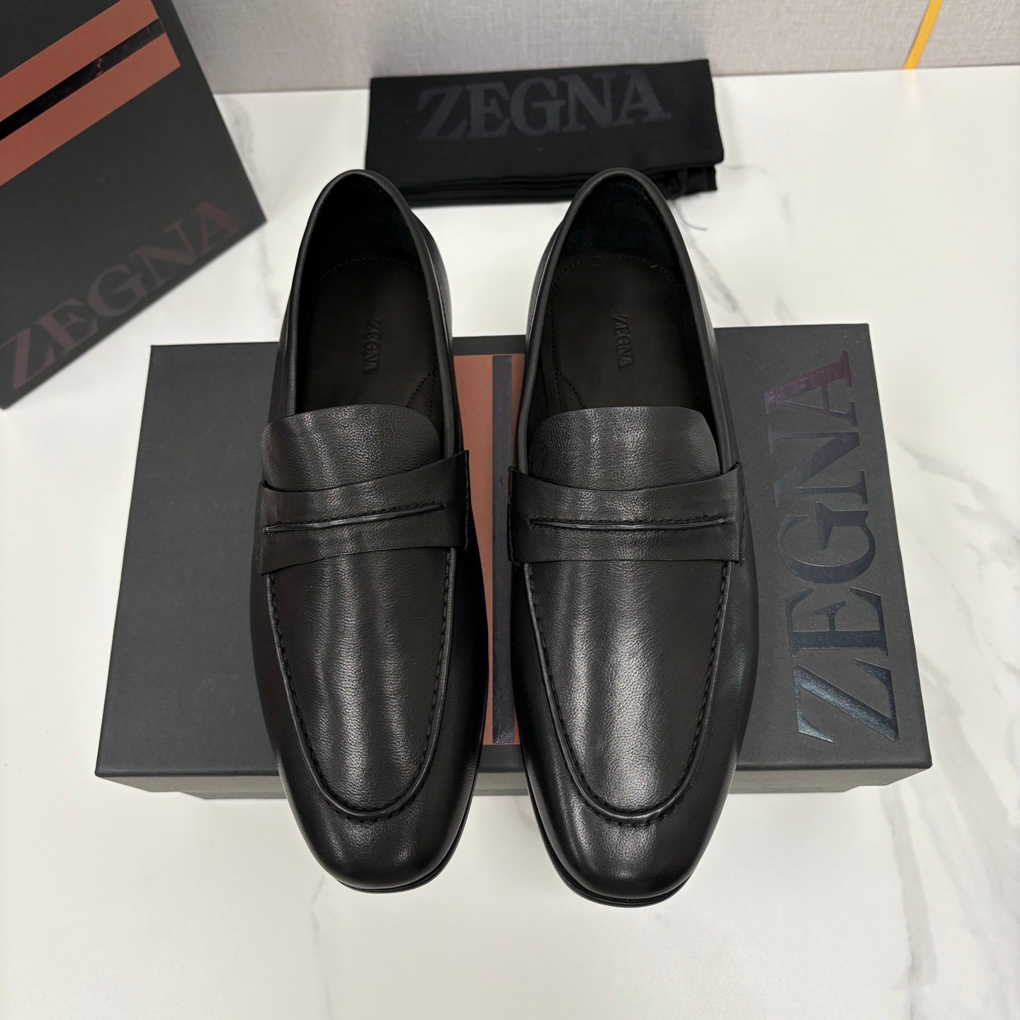 Mocassim Zegna Penny Loafer couro preto