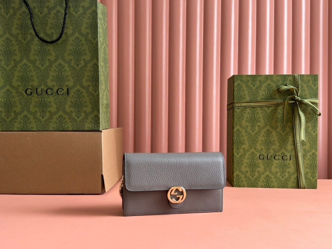 Bolsa Gucci Interlocking Woc 20x13x6cm (Preta, Cinza, Vermelha, Rosa)