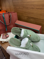 Loro Piana Charms Walk Babouche Verde Camurça 44br pronta entrega