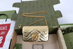 Bolsa Gucci GG Marmont Couro Dourado Super Mini/Média/Grande