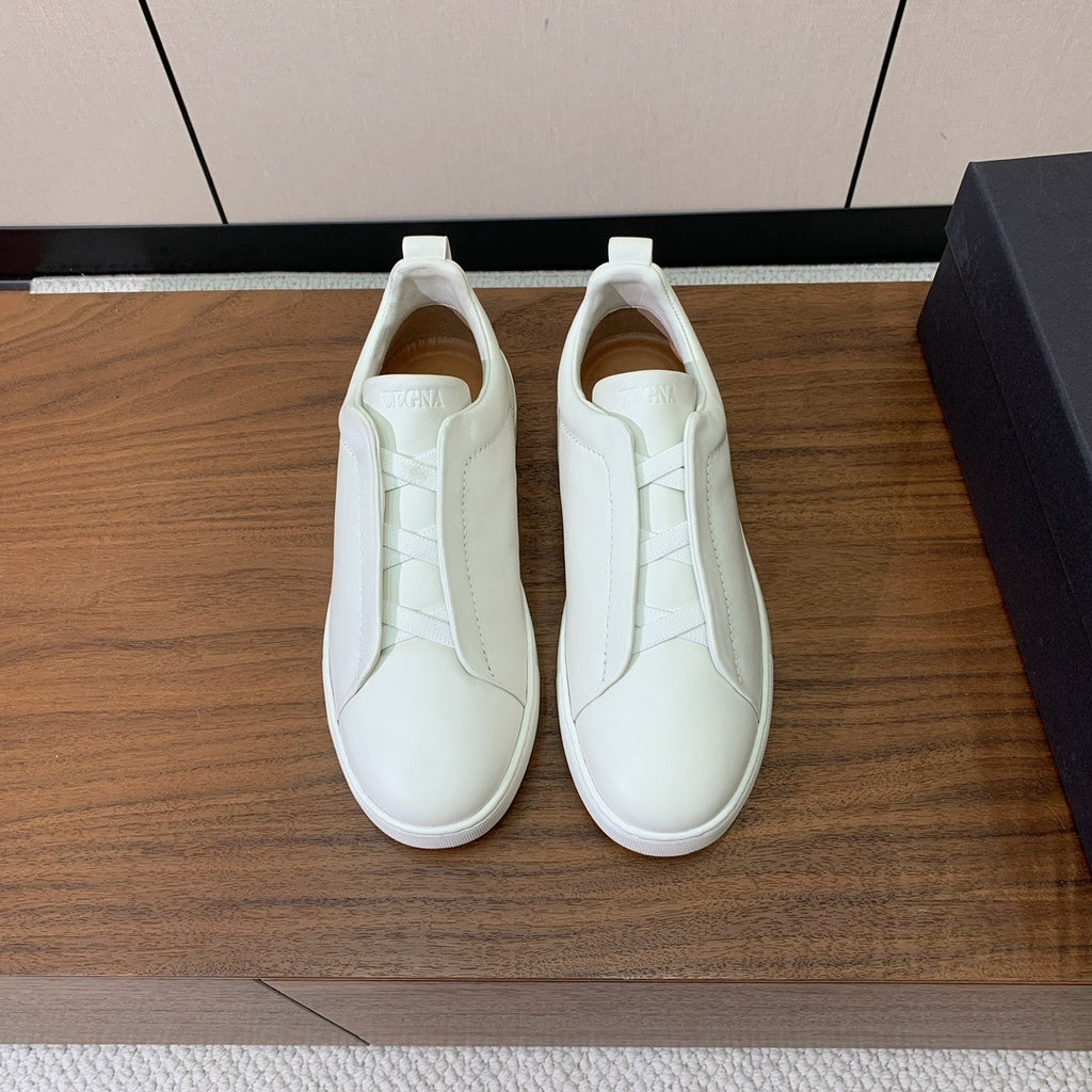 Zegna Triple Stitch Secondskin Couro Branco