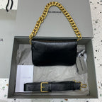 Bolsa Balenciaga BB Soft 23.5x14cm preta/dourada