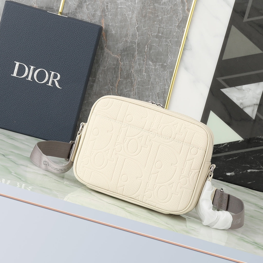 Pochete Dior Rider 2.0 Zipped Messenger Bag Branco 23x17x7.5cm