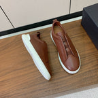 Zegna Triple Stitch em Couro Marrom