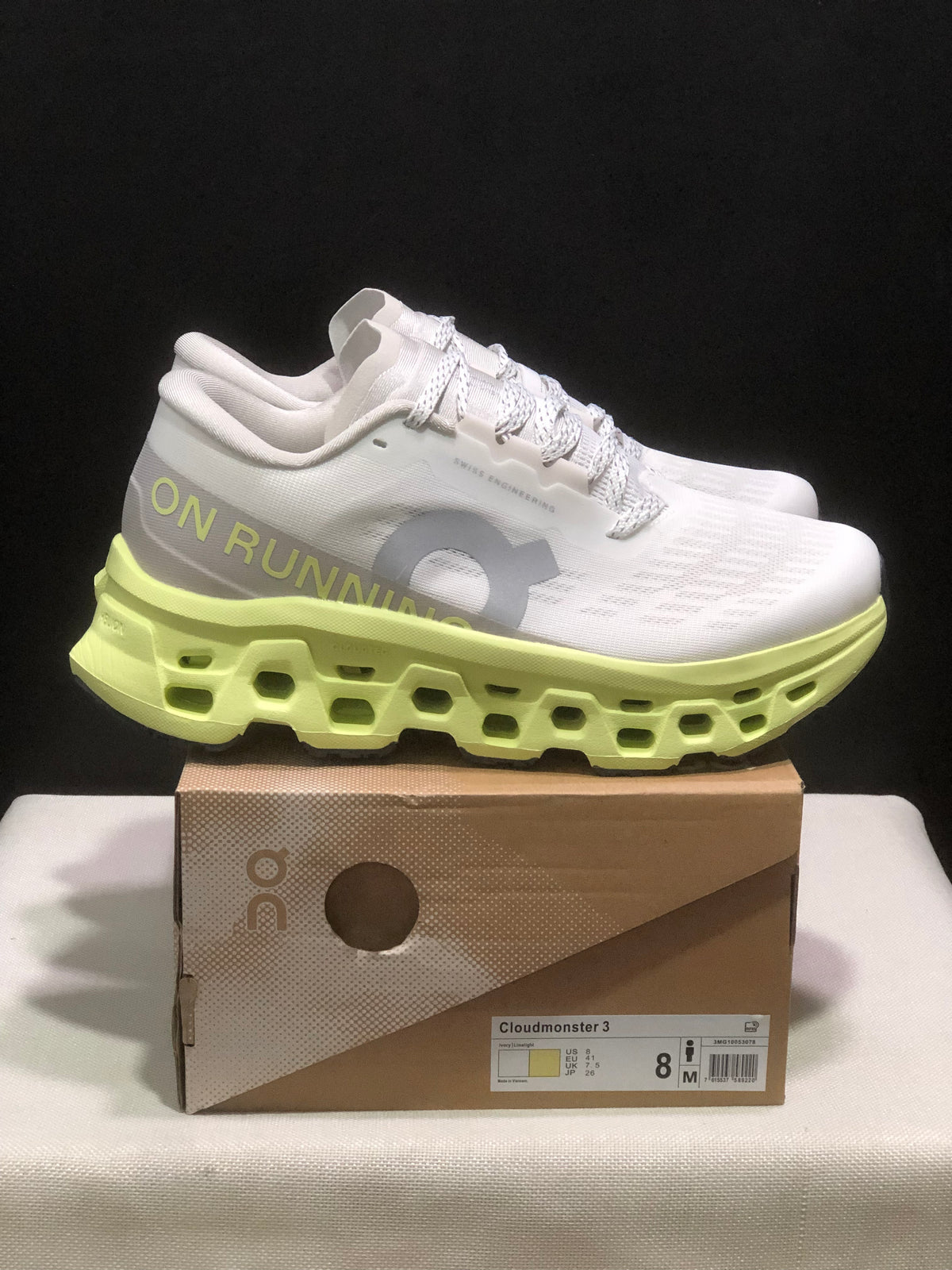 Tênis On Running Cloudmonster 3 branco/amarelo