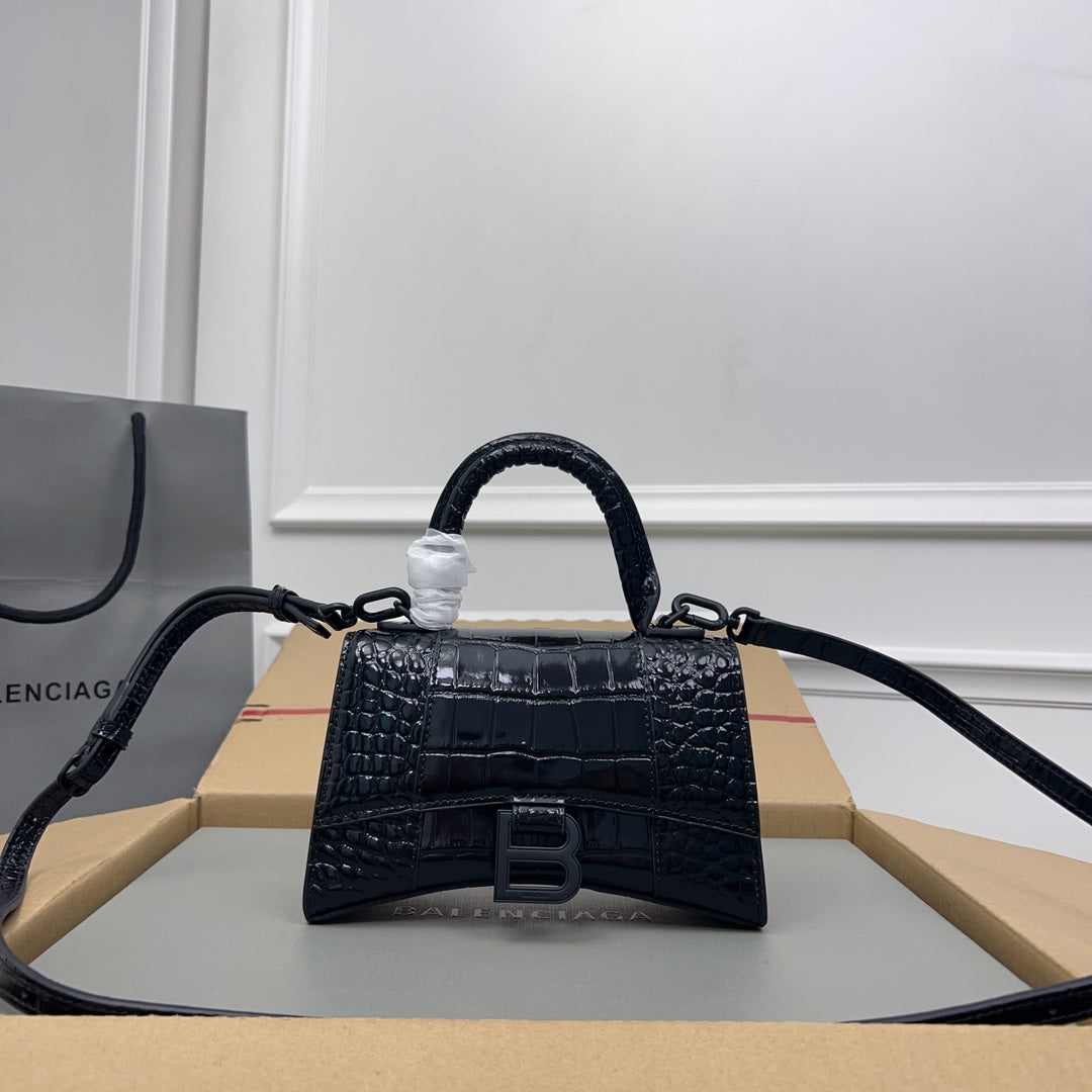 Bolsa Balenciaga Hourglass Mini em Couro Croco 19x8x21cm (6 cores)