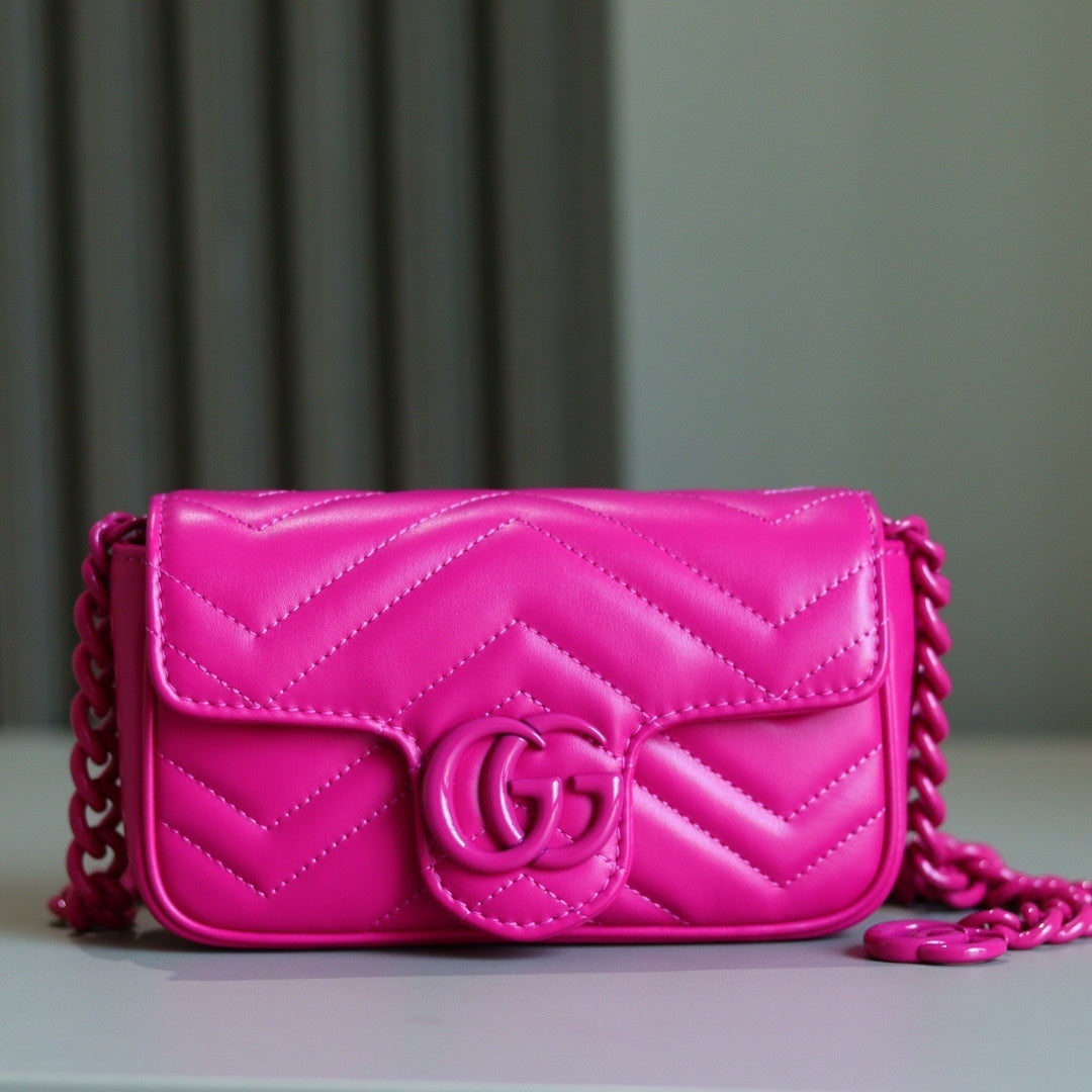 Bolsa Gucci GG Marmont super mini 16.5x10x4.5cm (quatro cores) Logo GG acompanha cor do Couro