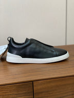 Zegna Triple Stitch Secondskin Couro Preto