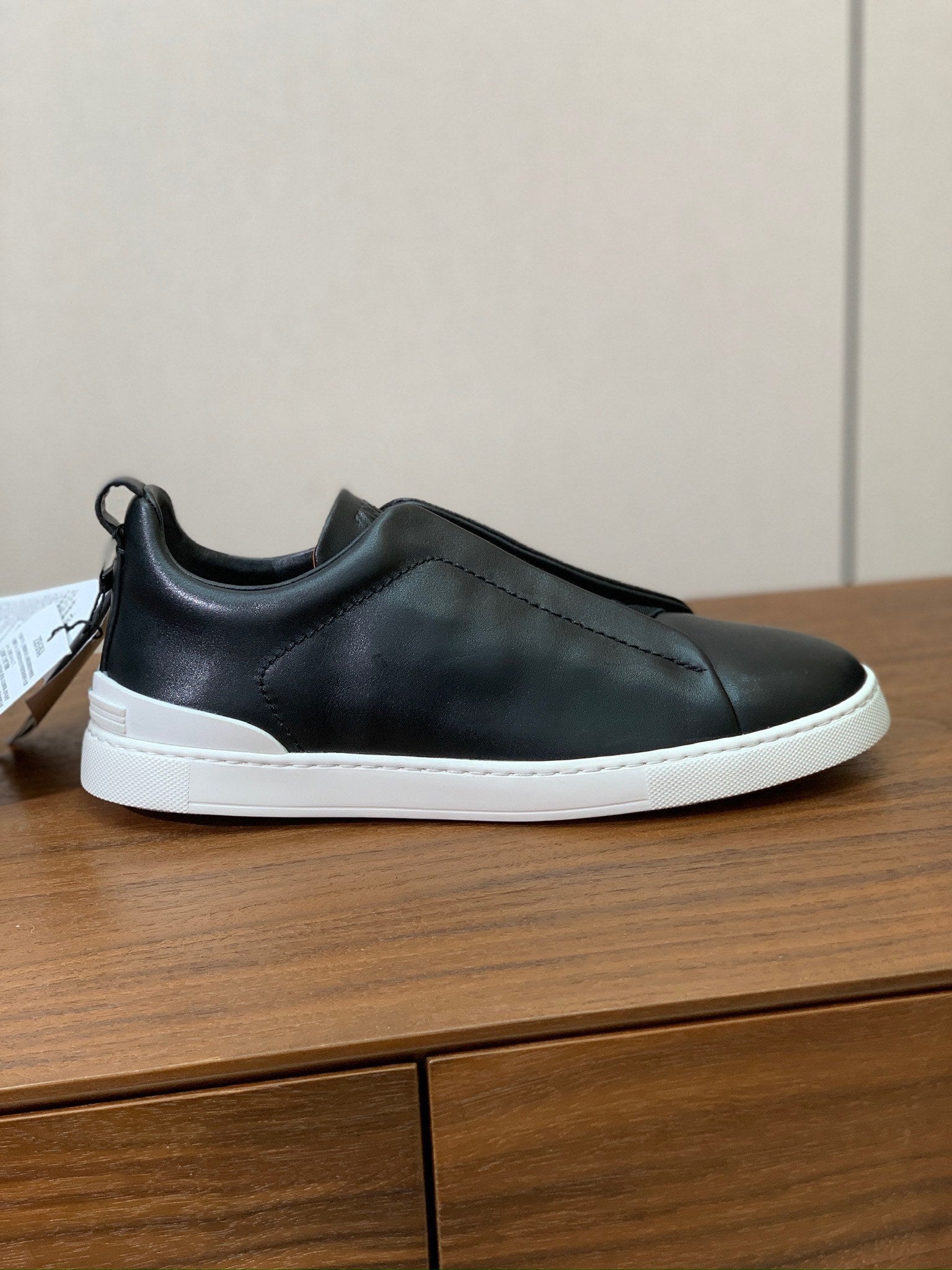 Zegna Triple Stitch Secondskin Couro Preto
