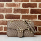 Bolsa Gucci GG Marmont Couro Taupe Super Mini/Média/Grande