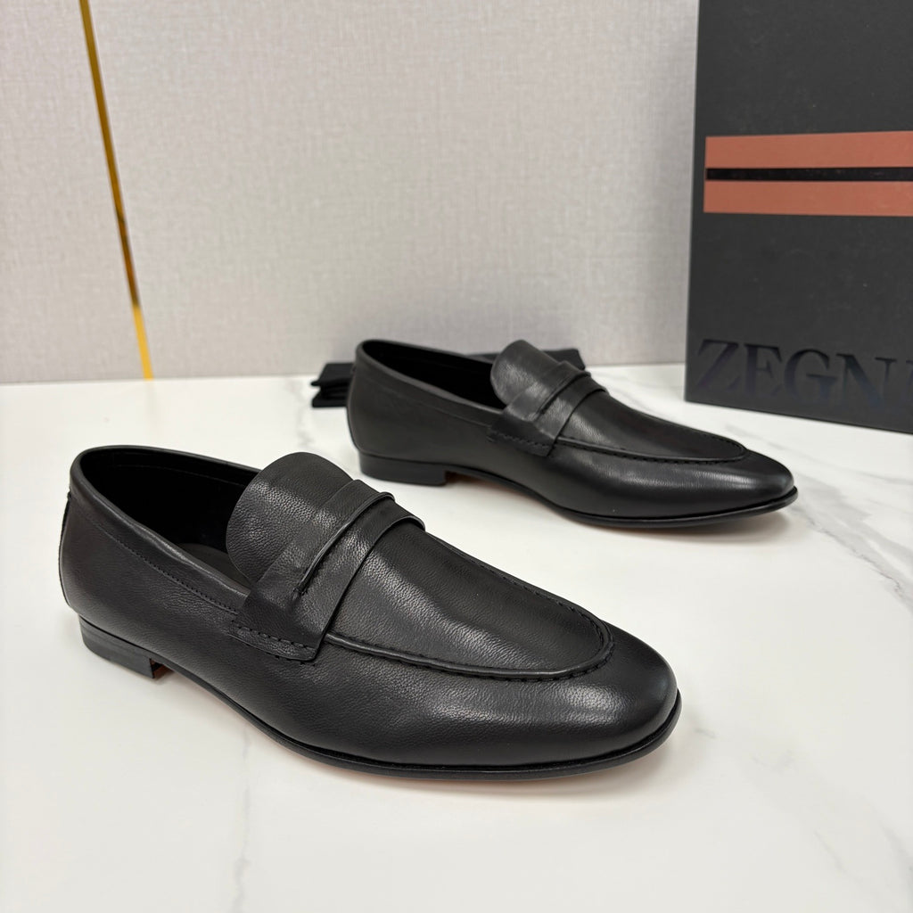 Mocassim Zegna Penny Loafer couro preto