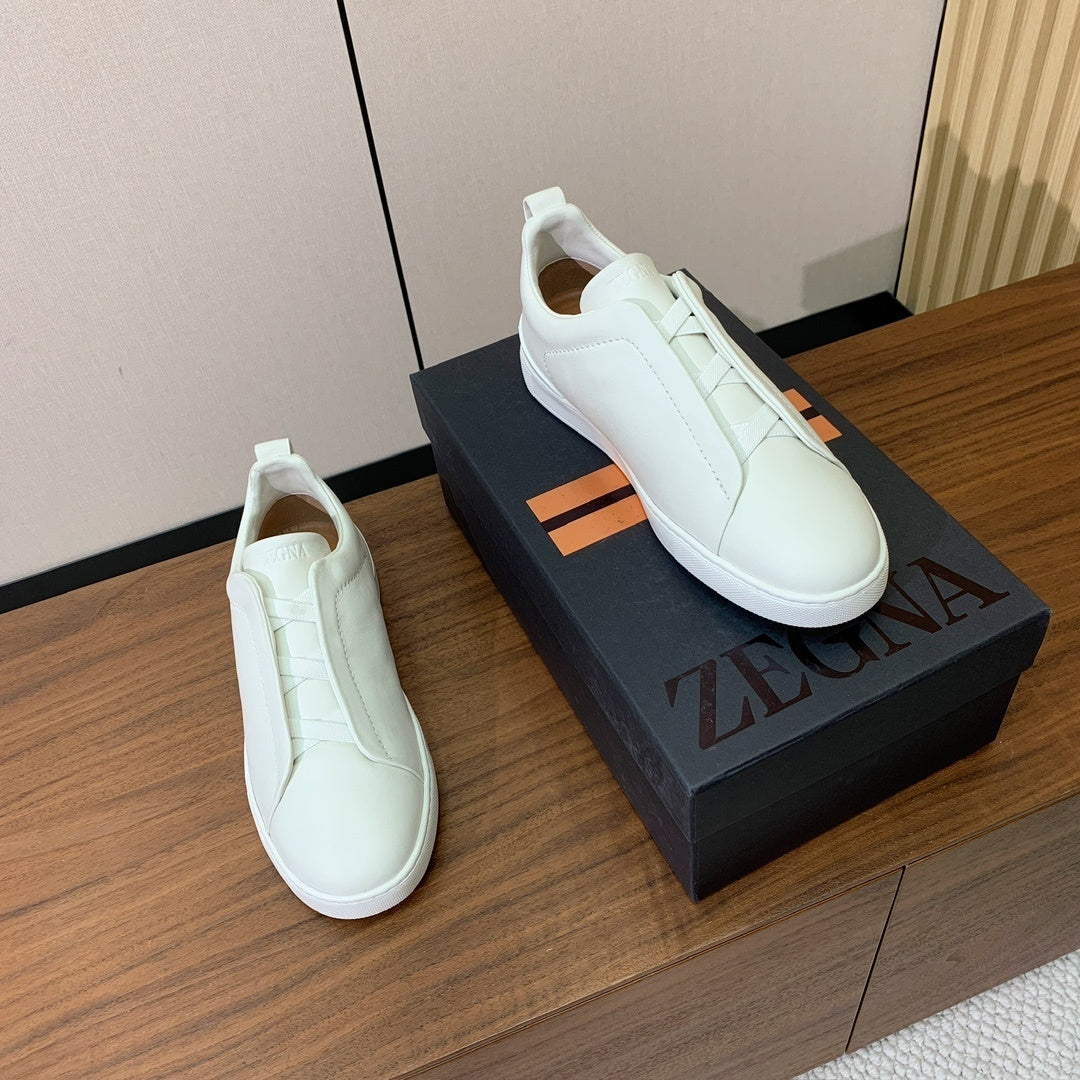 Zegna Triple Stitch Secondskin Couro Branco