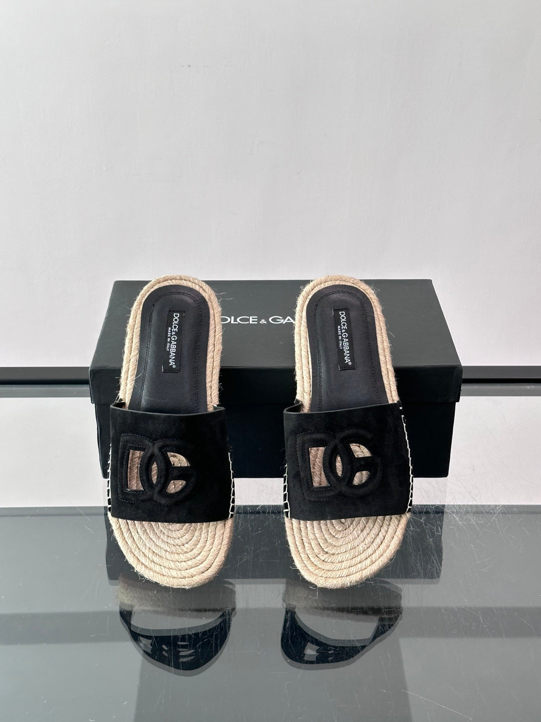 Espadrilhe DG com logo gravado Preto camurça