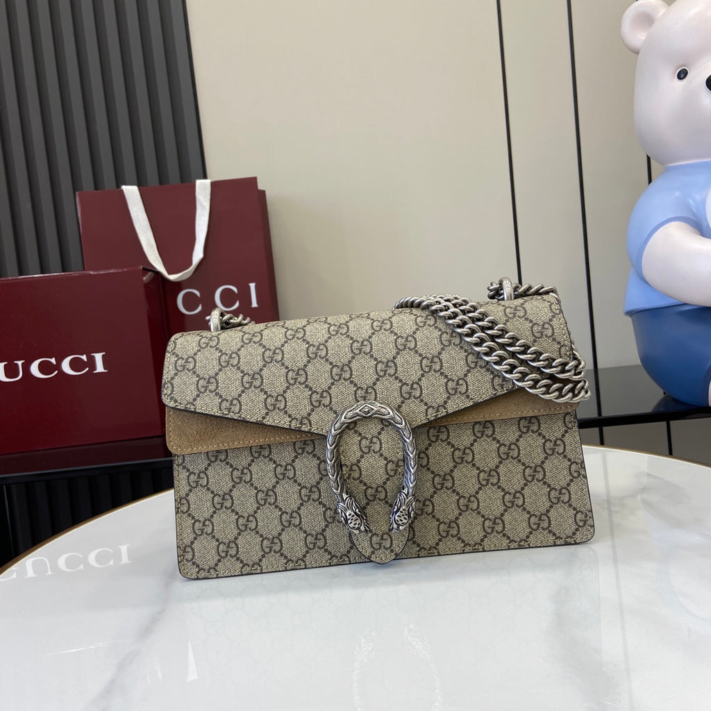 Bolsa Gucci Dionysus Estampa GG Marrom Super Mini/Média/Grande