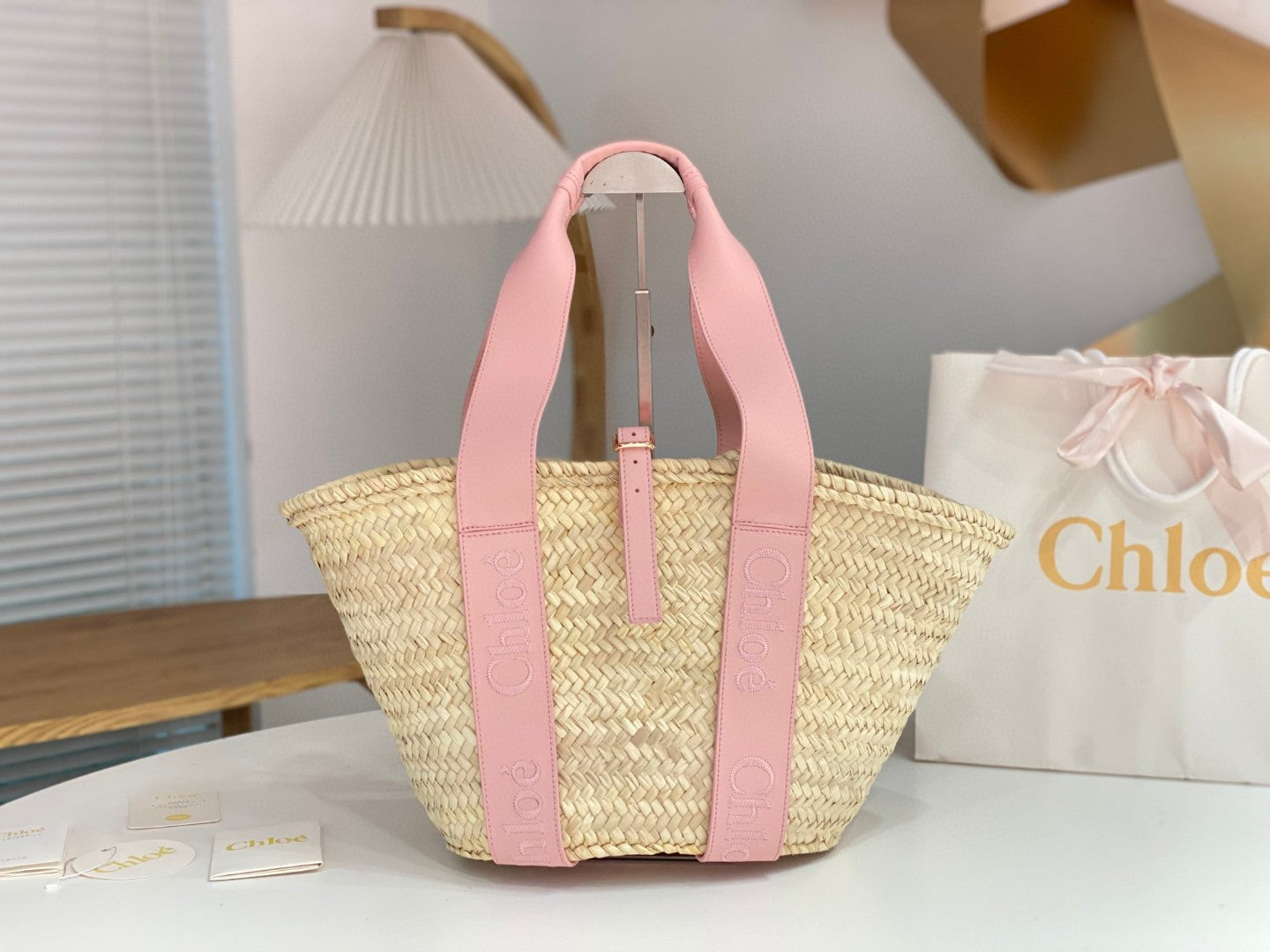 Bolsa Chloé Grande em Raffia e Couro 45x24x18cm (5 cores)