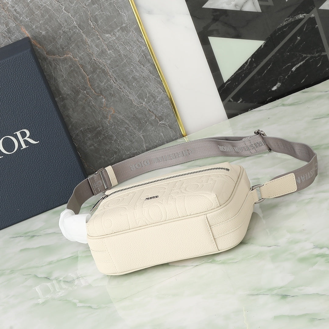 Pochete Dior Rider 2.0 Zipped Messenger Bag Branco 23x17x7.5cm