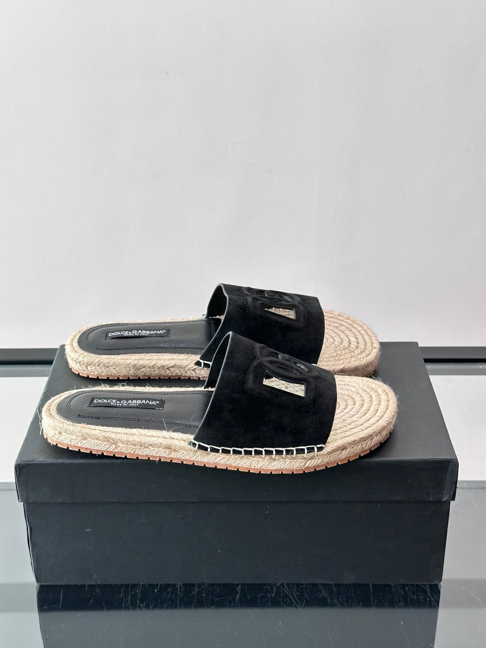 Espadrilhe DG com logo gravado Preto camurça