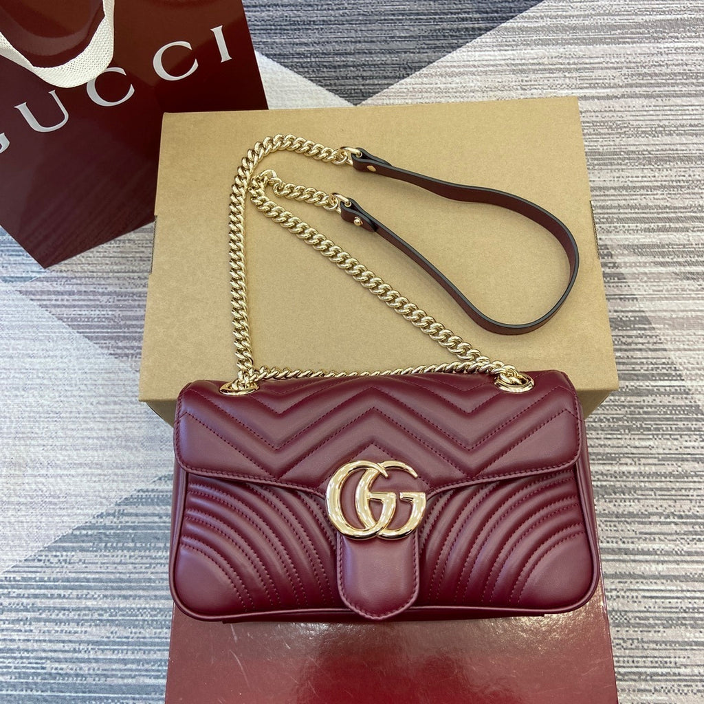 Bolsa Gucci GG Marmont Couro Rosso Ancora Super Mini/Média/Grande