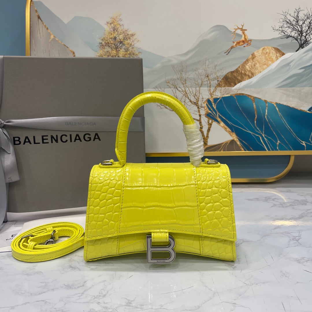 Bolsa Balenciaga Hourglass Mini em Couro Croco 19x8x21cm (6 cores)