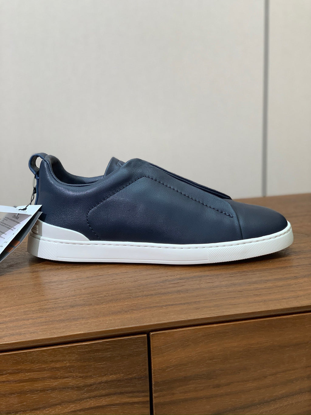 Zegna Triple Stitch Secondskin Couro Azul
