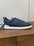 Zegna Triple Stitch Secondskin Couro Azul