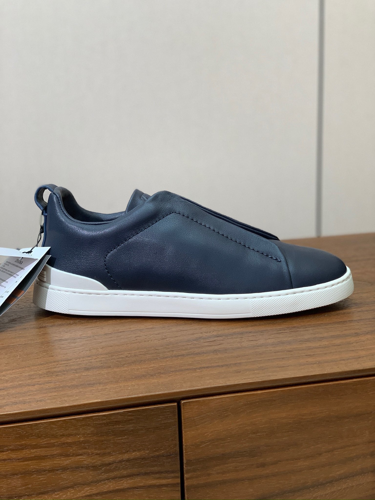 Zegna Triple Stitch Secondskin Couro Azul