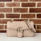 Bolsa Gucci GG Marmont Couro Rosa Claro Super Mini/Média/Grande