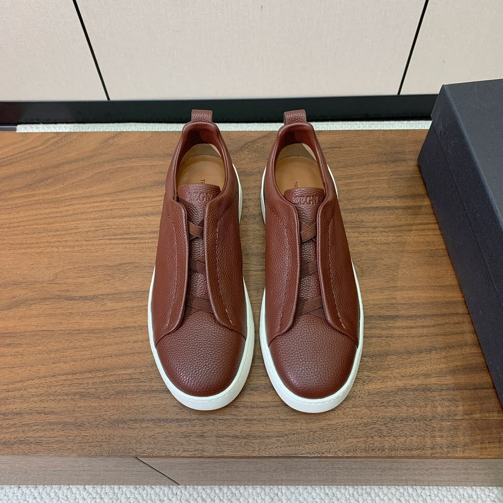 Zegna Triple Stitch em Couro Vinho