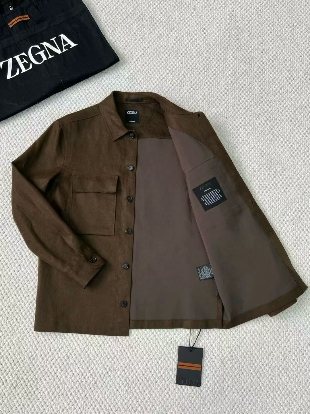 Camisa Social Zegna Marrom