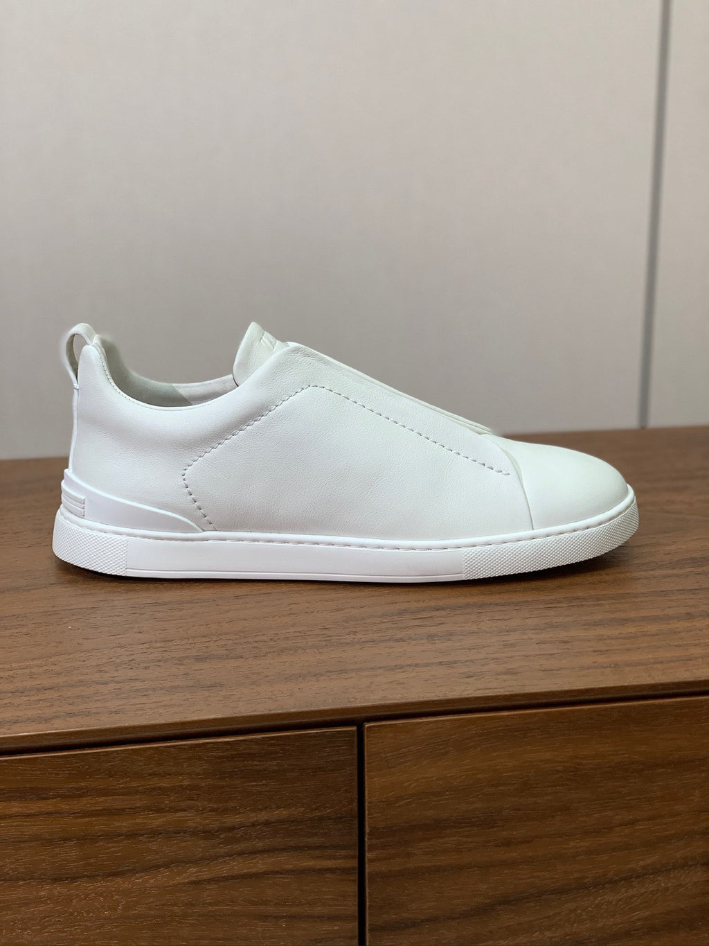 Zegna Triple Stitch Secondskin Couro Branco