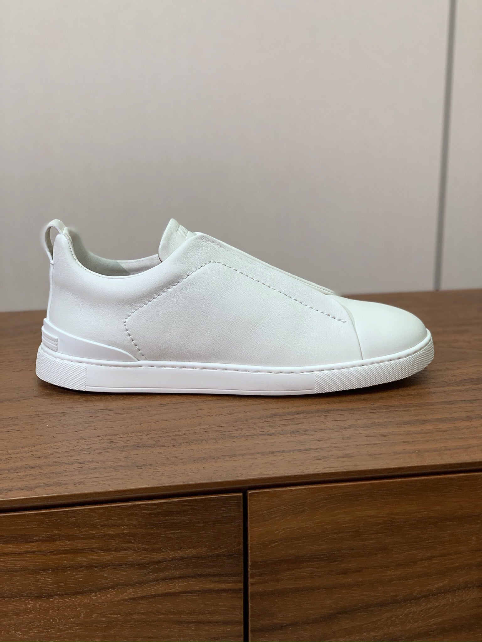 Zegna Triple Stitch Secondskin Couro Branco