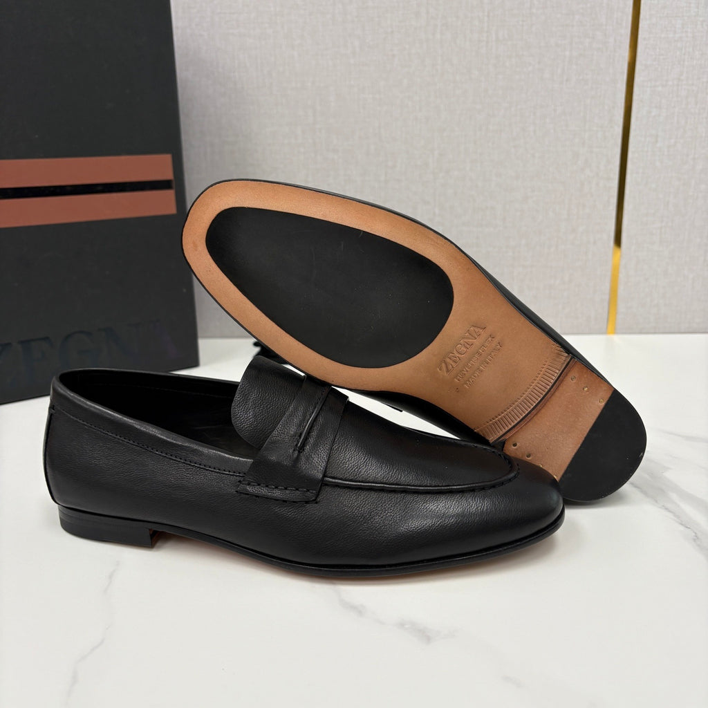 Mocassim Zegna Penny Loafer couro preto