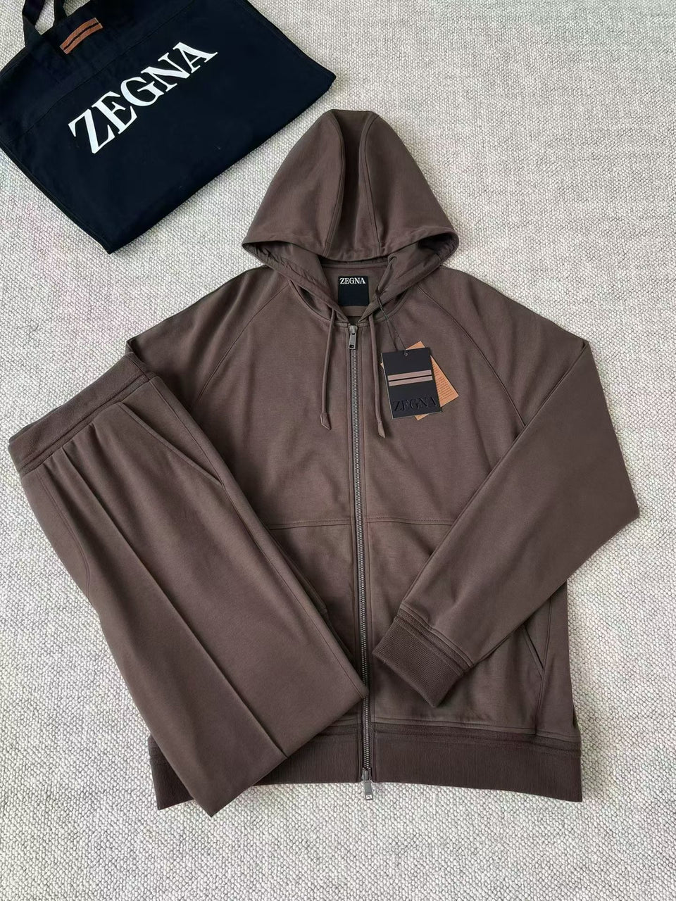 Conjunto Moletom Zegna Marrom