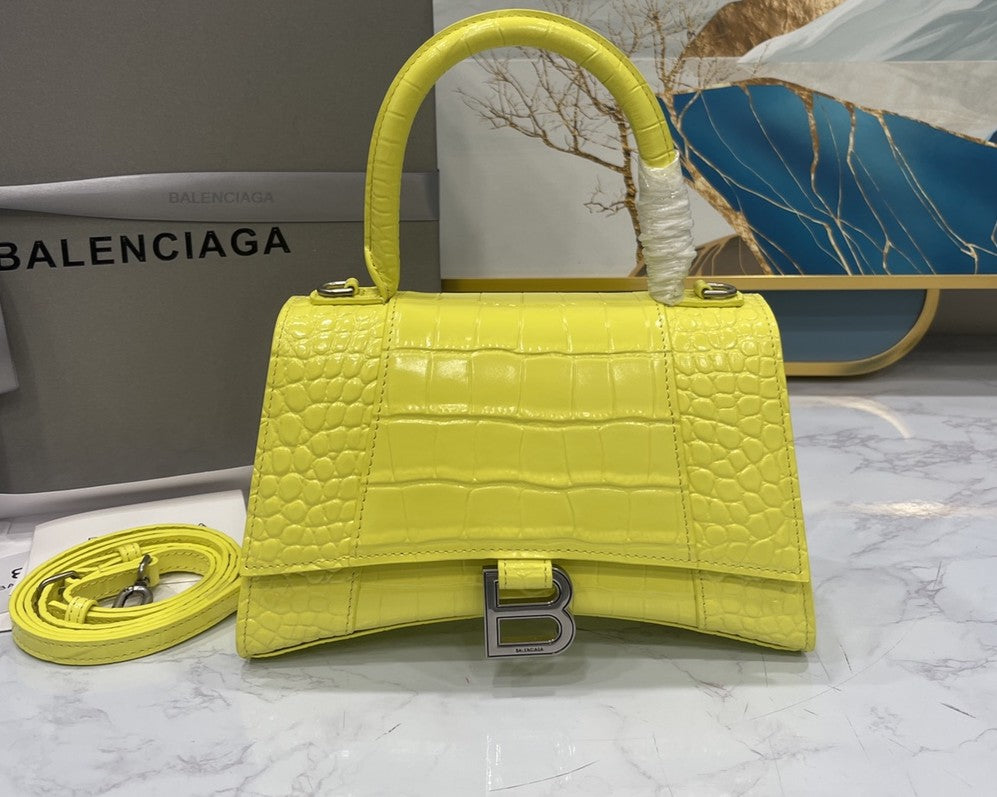 Bolsa Balenciaga Hourglass Média em Couro Croco 23x10x24cm (6 cores)
