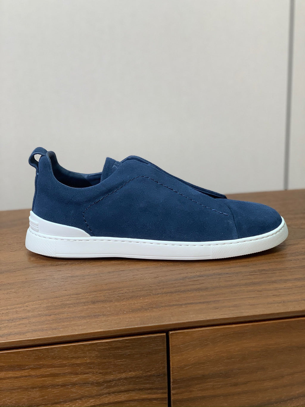 Zegna Triple Stitch em Camurça Azul