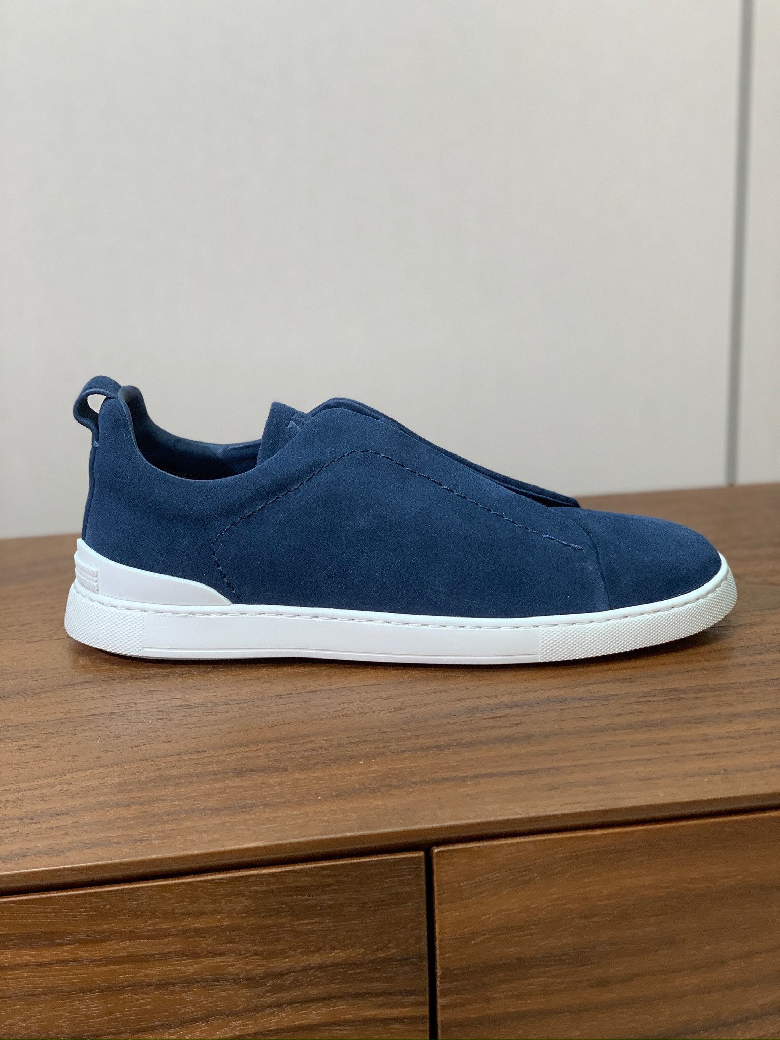 Zegna Triple Stitch em Camurça Azul