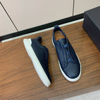Zegna Triple Stitch em Couro Granulado Azul Marinho
