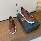 Zegna Triple Stitch em Couro Vinho
