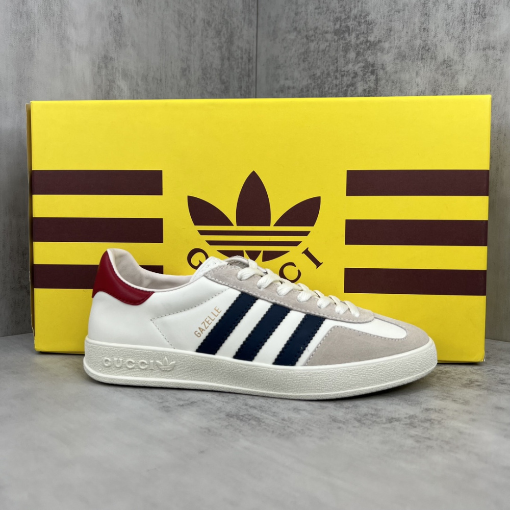 Tênis Gucci x Adidas Gazelle Branco/Preto/Vermelho