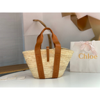 Bolsa Chloé Grande em Raffia e Couro 45x24x18cm (5 cores)