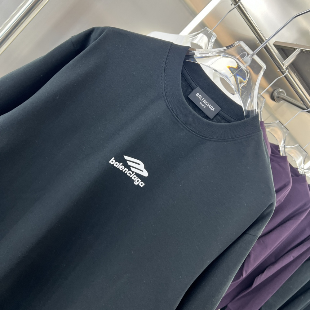 Camiseta de Algodão Balenciaga com Logo estampado Preto