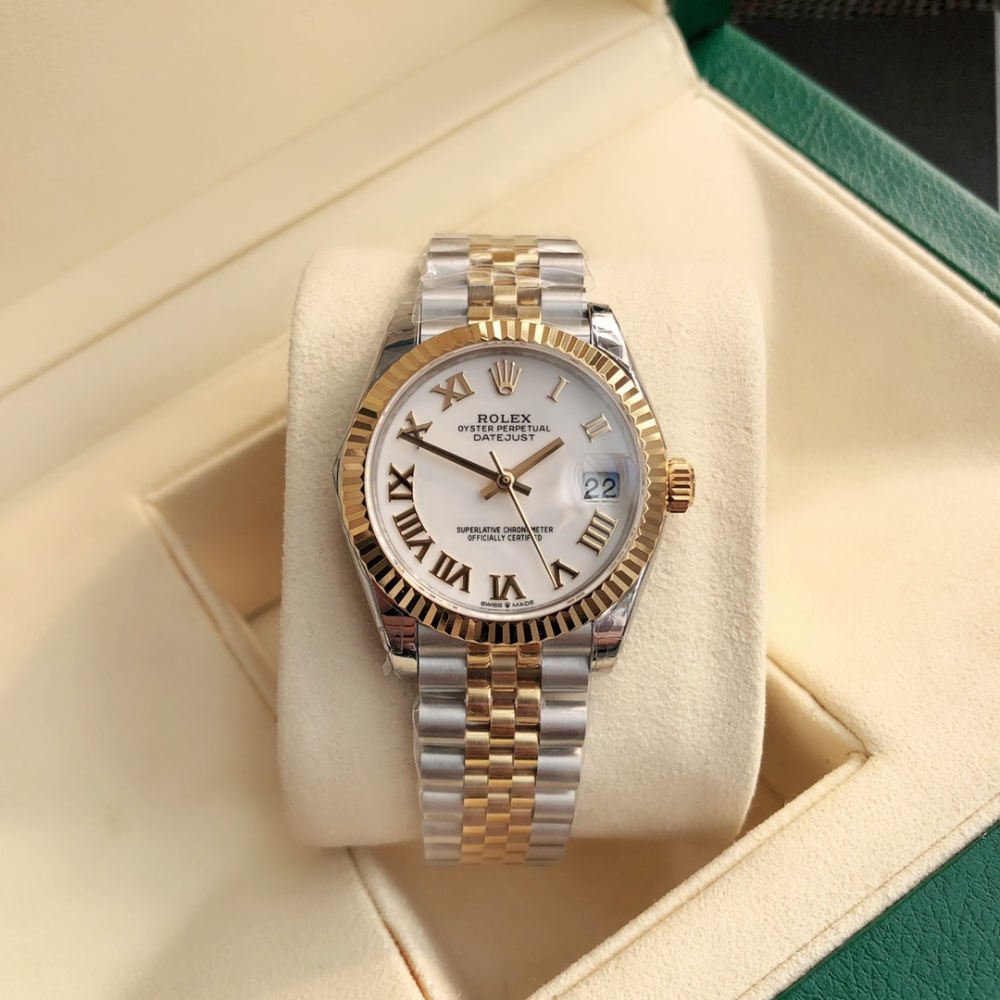 Rolex Datejust Prata/Dourado/Branco