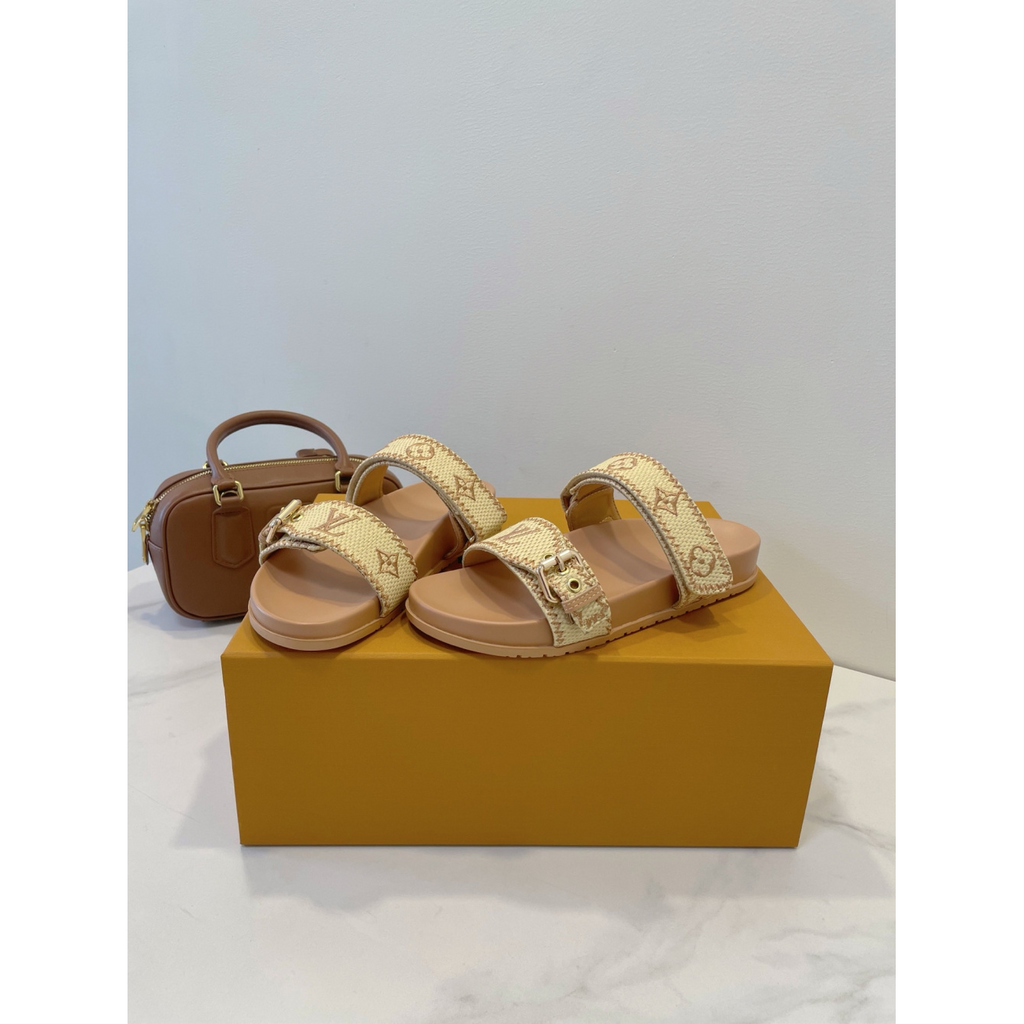 Sandália Louis Vuitton Papete Mule Bom Dia em Ráfia