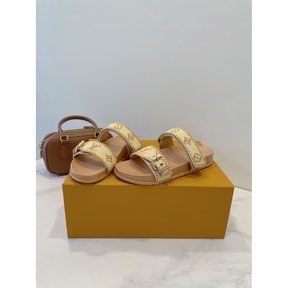 Sandália Louis Vuitton Papete Mule Bom Dia em Ráfia