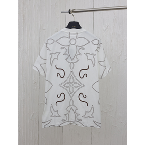 Camiseta de Algodão Louis Vuitton Bordado LV Arabesque Branca